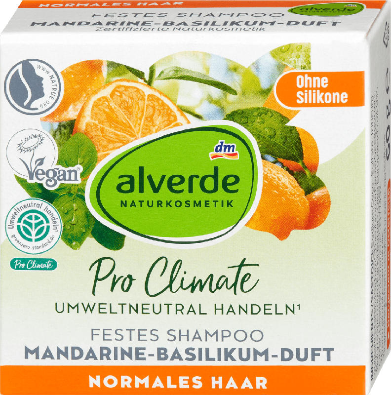 alverde NATURKOSMETIK Pro Climate Festes Shampoo mit Mandarine-Basilikum-Duft