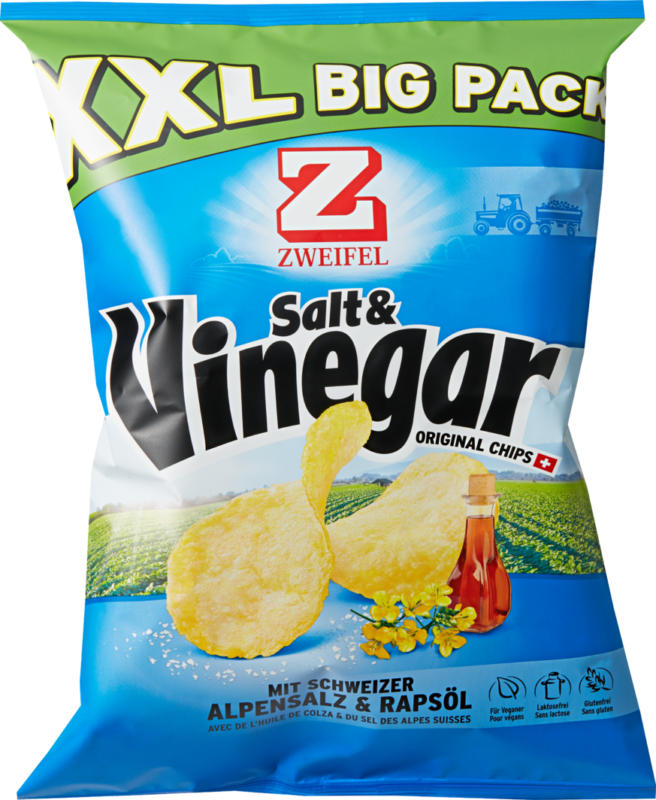 Zweifel Chips XXL Big Pack, Salt & Vinegar, 370 g