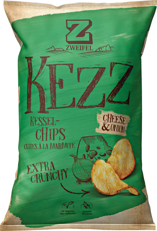 Zweifel Kezz Extra Crunchy Chips Cheese & Onion 110, 110 g