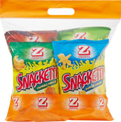 Sac de Zweifel Chips Snacketti, assortis: Paprika Shells, Dancer Cream, Bacon Strips, Onion Rings, 1 sac