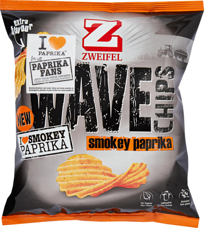 Zweifel Wave Chips Smokey Paprika, 120 g