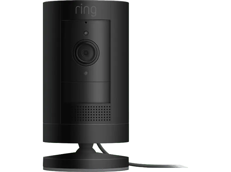 ring Stick Up Cam Plug-In 2023 Überwachungskamera (Anzahl Kameras: 1, für Innen + Außen, Nachtsichtfunktion, Netzbetrieb, Schwarz)