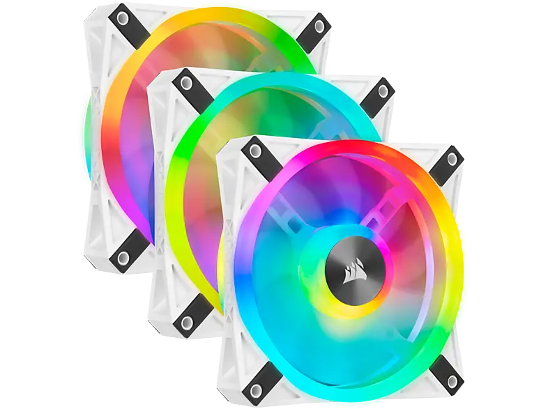 CORSAir Lüfter iCUE QL120 RGB 120-mm-PWM, 3er-Pack mit Lighting Node CORE, Weiß; PC Lüfter
