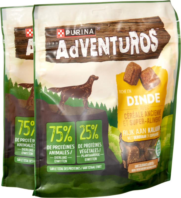 Snack pour chiens Dinde Purina Adventuros, 2 x 90 g