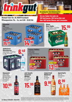 OFFERS - trinkgut: Wochenangebote - gültig ab dem 02.06.2024 | Seite: 1 | Produkte: Bier, Mineralwasser, Wasser, Whiskey