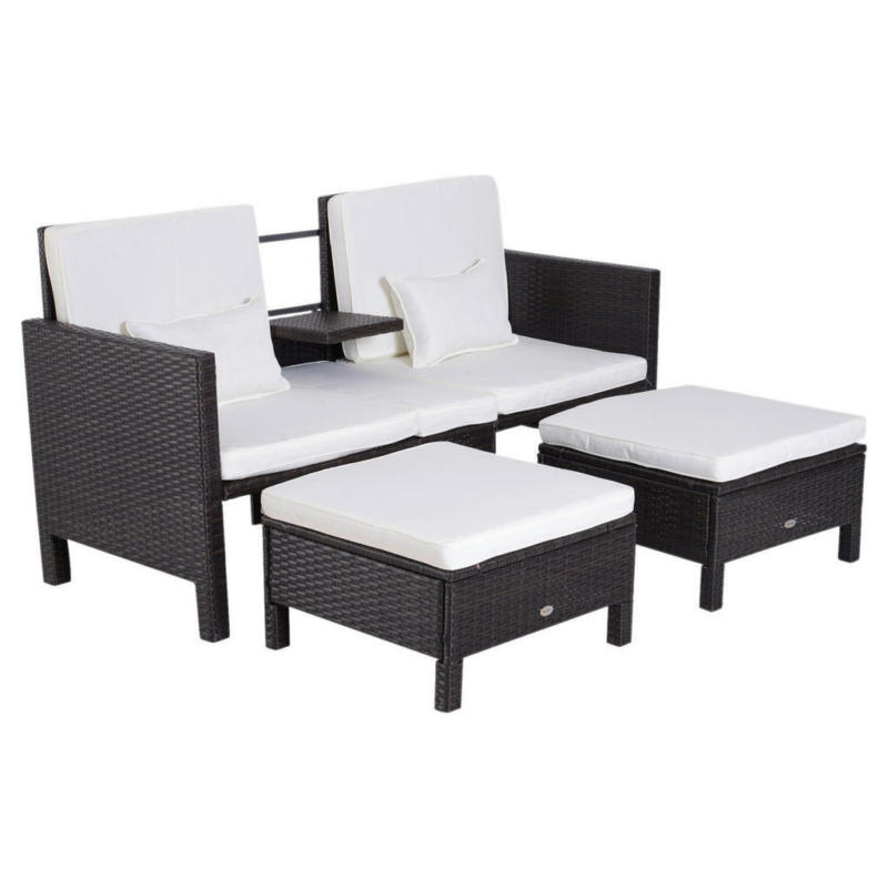 Outsunny Loungeset schwarz Polyrattan