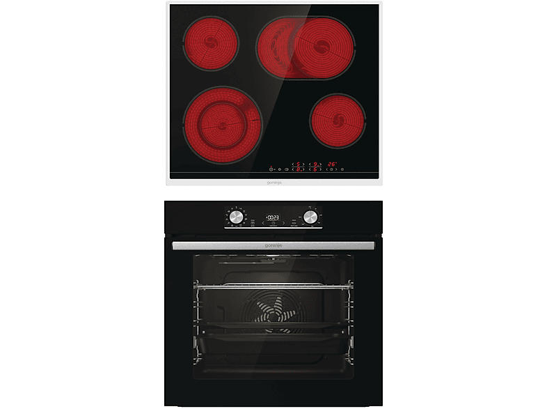 Gorenje Black Steam, Backofenset mit autarkem Kochfeld (Strahlungsheizung, A, 77 l)