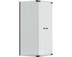 Pendeltür mit Seitenwand Jungborn Sette Anschlag rechts 800x750 mm Echtglas Klar hell schwarz mit schmutzabweisender Glasbeschichtung und Puffergriff