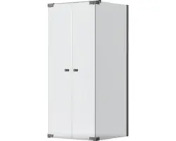 Pendeltür mit Seitenwand Jungborn Sette Anschlag links 1000x1000 mm Echtglas Klar hell schwarz mit schmutzabweisender Glasbeschichtung und Puffergriff