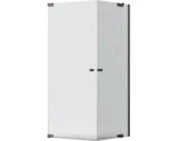 Eckeinstieg mit Drehtür Jungborn Sette 1000x800x2000 mm Festteil links Echtglas Klar hell schwarz mit schmutzabweisender Glasbeschichtung und Stangengriff