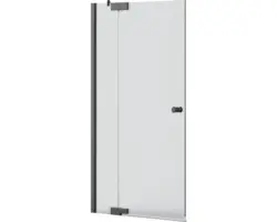 Badewannenfaltwand Jungborn Sette 2-teilig 1000x1600 mm Anschlag links Echtglas Klar hell schwarz mit Puffergriff