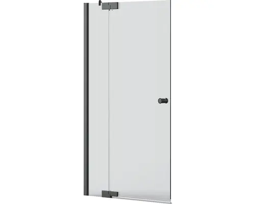 Badewannenfaltwand Jungborn Sette 2-teilig 1000x1600 mm Anschlag links Echtglas Klar hell schwarz mit Puffergriff