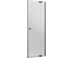 Drehtür für Nische Jungborn Sette 1000x2000 mm Festteil rechts Echtglas Klar hell schwarz mit schmutzabweisender Glasbeschichtung und Puffergriff