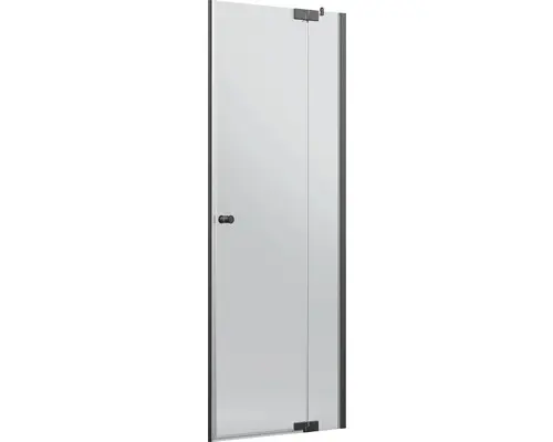 Drehtür für Nische Jungborn Sette 1000x2000 mm Festteil rechts Echtglas Klar hell schwarz mit schmutzabweisender Glasbeschichtung und Puffergriff