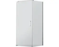 Drehtür mit Seitenwand Jungborn Sette 1000x1000 mm Anschlag links Echtglas Klar hell chromoptik mit schmutzabweisender Glasbeschichtung und Stangengriff