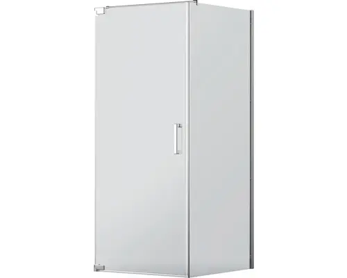 Drehtür mit Seitenwand Jungborn Sette 1000x1000 mm Anschlag links Echtglas Klar hell chromoptik mit schmutzabweisender Glasbeschichtung und Stangengriff