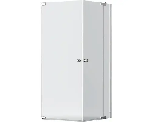 Eckeinstieg mit Drehtür Jungborn Sette 1000x750x2000 mm Festteil rechts Echtglas Klar hell chromoptik mit schmutzabweisender Glasbeschichtung und Puffergriff