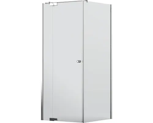 Drehtür mit Seitenwand Jungborn Sette 1000x900 mm Anschlag mit Festteil links Echtglas Klar hell chromoptik mit schmutzabweisender Glasbeschichtung und Puffergriff