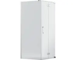 Drehfalttür mit Seitenwand Jungborn Sette 900x1000 mm Anschlag rechts Echtglas Klar hell chromoptik mit schmutzabweisender Glasbeschichtung und Stangengriff