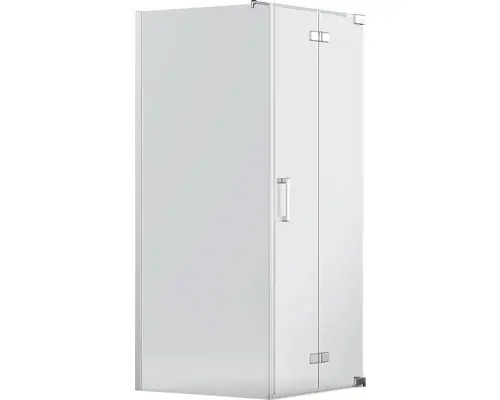 Drehfalttür mit Seitenwand Jungborn Sette 900x1000 mm Anschlag rechts Echtglas Klar hell chromoptik mit schmutzabweisender Glasbeschichtung und Stangengriff