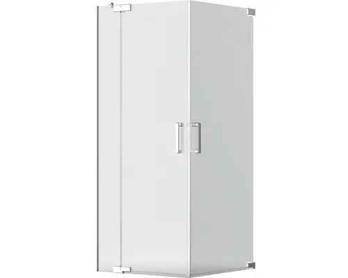 Eckeinstieg mit Drehtür Jungborn Sette 800x750x2000 mm Echtglas Klar hell chromoptik mit schmutzabweisender Glasbeschichtung und Stangengriff