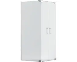 Pendeltür mit Seitenwand Jungborn Sette 900x900 mm Anschlag rechts Echtglas Klar hell chromoptik mit schmutzabweisender Glasbeschichtung mit Stangengriff