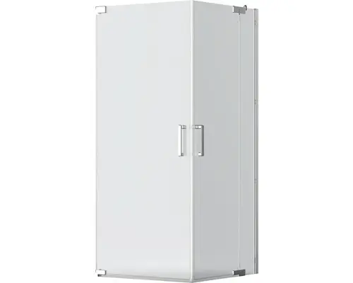 Eckeinstieg mit Drehtür Jungborn Sette 1000x800x2000 mm Festteil links Echtglas Klar hell chromoptik mit schmutzabweisender Glasbeschichtung und Stangengriff