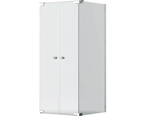 Pendeltür mit Seitenwand Jungborn Sette 800x1000 mm Anschlag links Echtglas Klar hell chromoptik mit schmutzabweisender Glasbeschichtung und Puffergriff