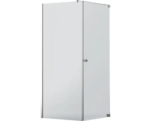 Drehtür mit Seitenwand Jungborn Sette 1000x900 mm Anschlag rechts Echtglas Klar hell chromoptik mit schmutzabweisender Glasbeschichtung und Puffergriff