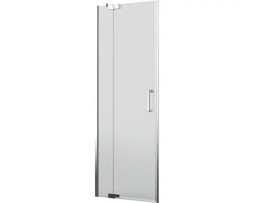 Drehtür für Nische Jungborn Sette 800x2000 mm Festteil links Echtglas Klar hell chromoptik mit schmutzabweisender Glasbeschichtung und Stangengriff