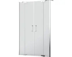 Pendeltür in Nische Jungborn Sette 1700x2000 mm 2 Festteilen Echtglas Klar hell chromoptik mit schmutzabweisender Glasbeschichtung und Stangengriff