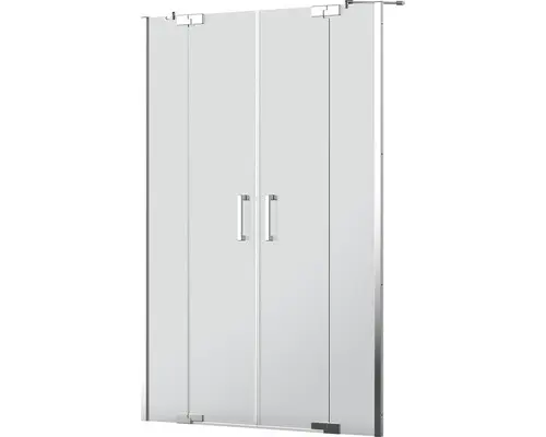 Pendeltür in Nische Jungborn Sette 1700x2000 mm 2 Festteilen Echtglas Klar hell chromoptik mit schmutzabweisender Glasbeschichtung und Stangengriff