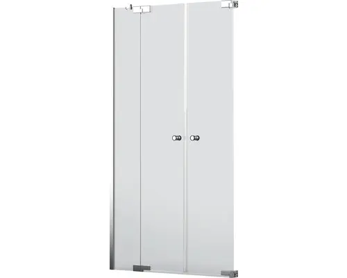 Pendeltür für Nische Jungborn Sette 1600x2000 mm Festteil links Echtglas Klar hell chromoptik mit schmutzabweisender Glasbeschichtung und Puffergriff