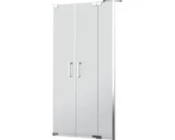 Pendeltür für Nische Jungborn Sette 1500x2000 mm Festteil rechts Echtglas Klar hell chromoptik mit schmutzabweisender Glasbeschichtung und Stangengriff