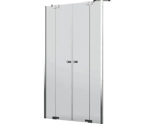 Pendeltür in Nische Jungborn Sette 1600x2000 mm 2 Festteilen Echtglas Klar hell chromoptik mit schmutzabweisender Glasbeschichtung und Puffergriff