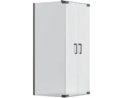 Pendeltür mit Seitenwand Jungborn Sette 800x900x2000 mm Anschlag rechts Echtglas Klar hell schwarz mit schmutzabweisender Glasbeschichtung mit Stangengriff