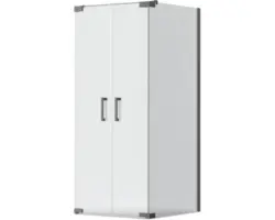 Pendeltür mit Seitenwand Jungborn Sette 1000x750x2000 mm Anschlag links Klar hell schwarz mit schmutzabweisender Glasbeschichtung und Stangengriff