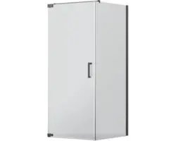 Drehtür mit Seitenwand Jungborn Sette 800x900x2000 mm Anschalg links Echtglas Klar hell schwarz mit schmutzabweisender Glasbeschichtung und Stangengriff