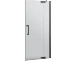 Badewannenfaltwand Jungborn Sette 2-teilig 800x1600 mm Anschlag rechts Echtglas Klar hell schwarz mit Stangengriff