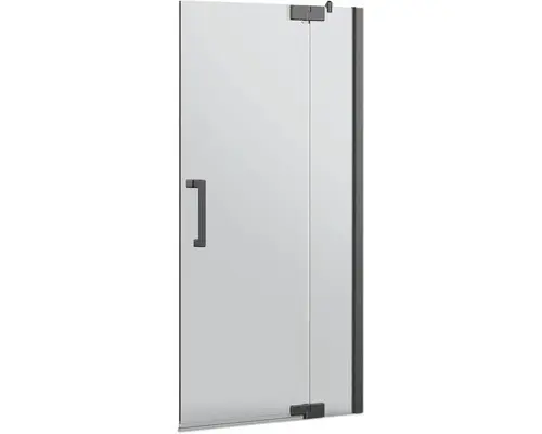 Badewannenfaltwand Jungborn Sette 2-teilig 800x1600 mm Anschlag rechts Echtglas Klar hell schwarz mit Stangengriff