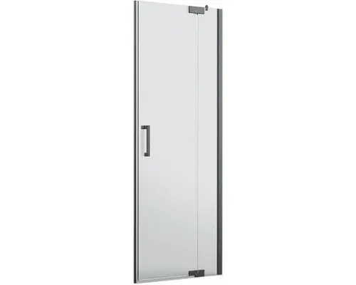 Drehtür für Nische Jungborn Sette 800x2000 mm Festteil rechts Echtglas Klar hell schwarz mit schmutzabweisender Glasbeschichtung und Stangengriff