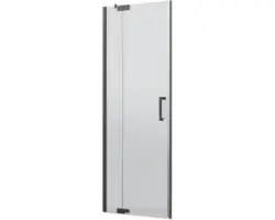 Drehtür für Nische Jungborn Sette 900x2000 mm Festteil links Echtglas Klar hell schwarz mit schmutzabweisender Glasbeschichtung und Stangengriff