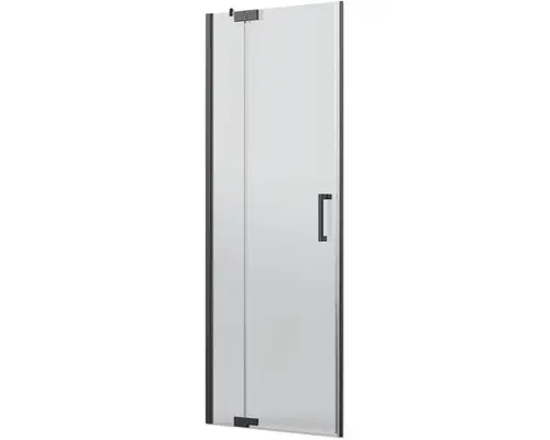 Drehtür für Nische Jungborn Sette 900x2000 mm Festteil links Echtglas Klar hell schwarz mit schmutzabweisender Glasbeschichtung und Stangengriff