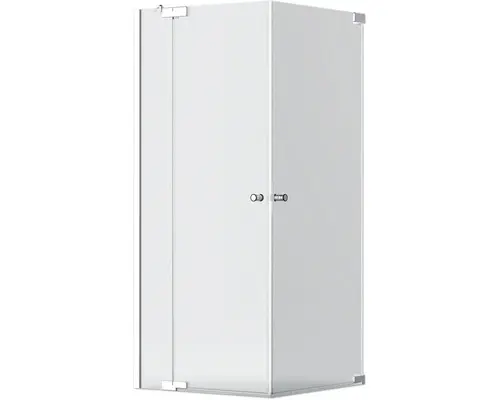 Eckeinstieg mit Schiebetür ungborn Sette 900x900x2000 mm Echtglas Klar hell silber Klarglas mit Schmutzabweisende Glasbeschichtung und Puffergriff