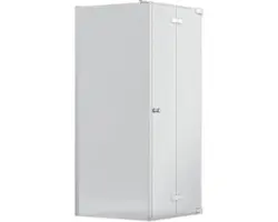 Drehfalttür mit Seitenwand Jungborn Sette 1000x1000 mm Festteil links Echtglas Klar hell silber mit schmutzabweisender Glasbeschichtung und Puffergriff