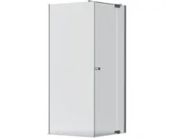 Drehtür mit Seitenwand Jungborn Sette 900x900x2000 mm Festteil rechts Echtglas Klar hell silber mit schmutzabweisender Glasbeschichtung mit Puffergriff