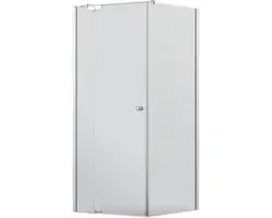 Drehtür mit Seitenwand Jungborn Sette 800x1000x2000 mm Festteil links Echtglas Klar hell silber mit schmutzabweisender Glasbeschichtung und Puffergriff