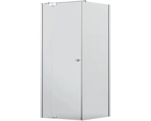 Drehtür mit Seitenwand Jungborn Sette 800x1000x2000 mm Festteil links Echtglas Klar hell silber mit schmutzabweisender Glasbeschichtung und Puffergriff