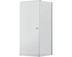 Drehtür mit Seitenwand Jungborn Sette 800x800x2000 mm Anschalg links Echtglas Klar hell silber mit schmutzabweisender Glasbeschichtung und Puffergriff