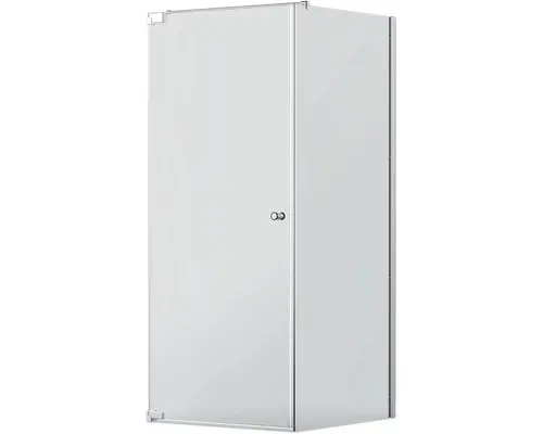 Drehtür mit Seitenwand Jungborn Sette 800x800x2000 mm Anschalg links Echtglas Klar hell silber mit schmutzabweisender Glasbeschichtung und Puffergriff